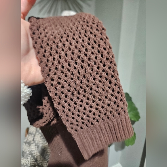 ZARA Open-Knit Long Sleeve Mini Dress | Chocolate Brown. Size Small NWT - Picture 15 of 16